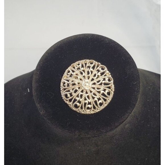 Vintage Christina Joy Abstract Brooch Pin Silver Stone Round RARE - Picture 2 of 7